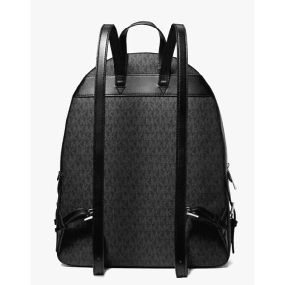 New Michael Kors Jaycee Large Logo Backpack Black - Picture 4 of 4